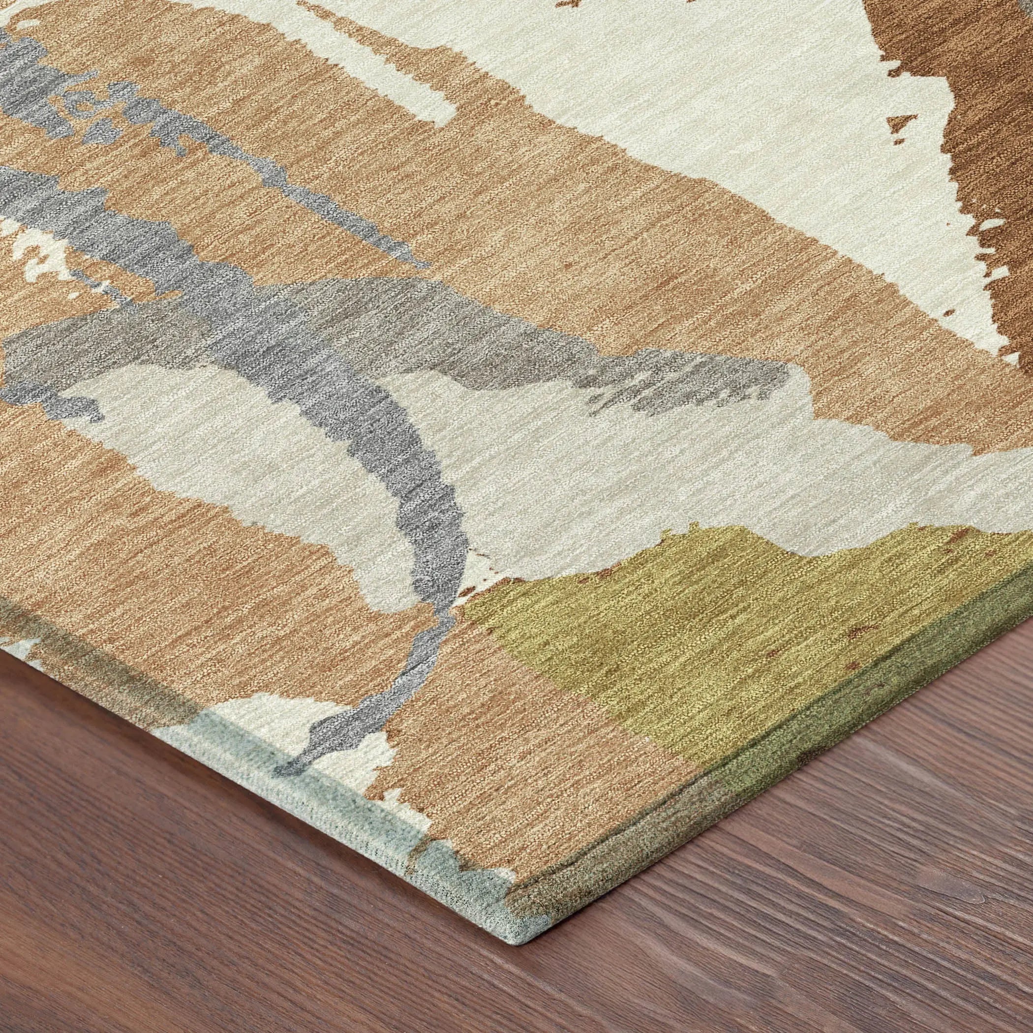 5' X 8' Orange And Beige Abstract Washable Indoor Outdoor Area Rug Homeroots Outdoor