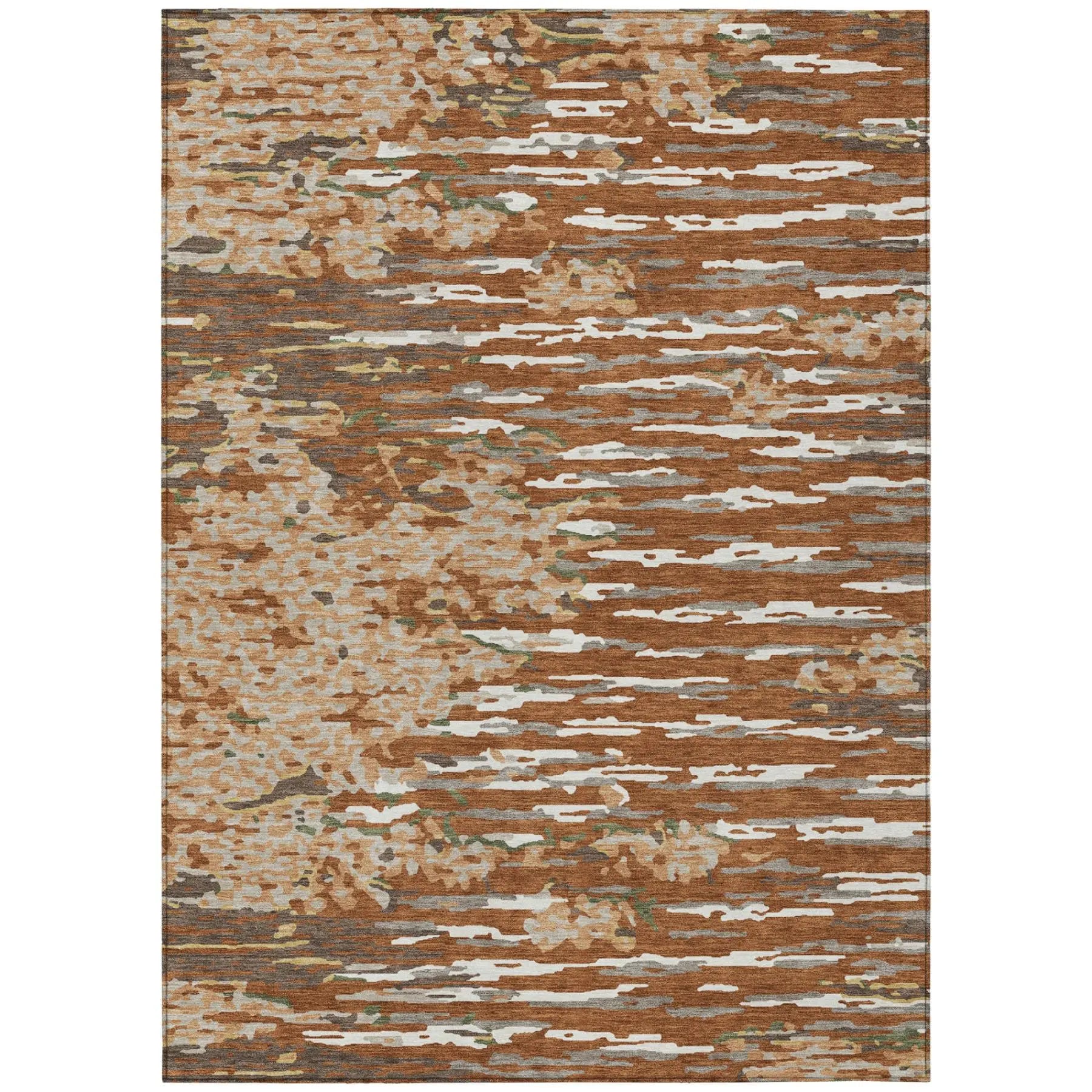 5' X 8' Orange And Beige Abstract Washable Indoor Outdoor Area Rug Homeroots Outdoor