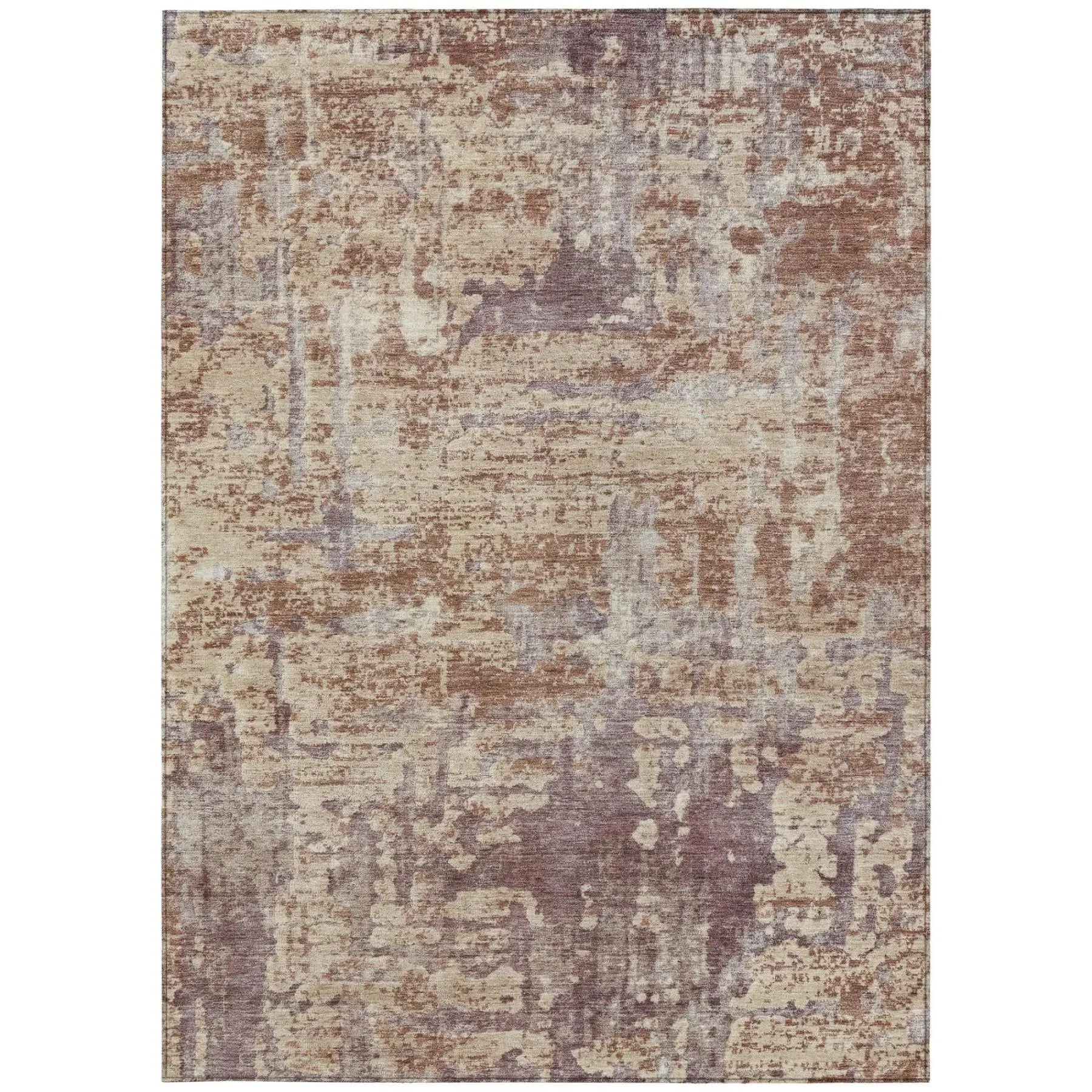 5' X 8' Orange And Beige Abstract Washable Indoor Outdoor Area Rug Homeroots Outdoor