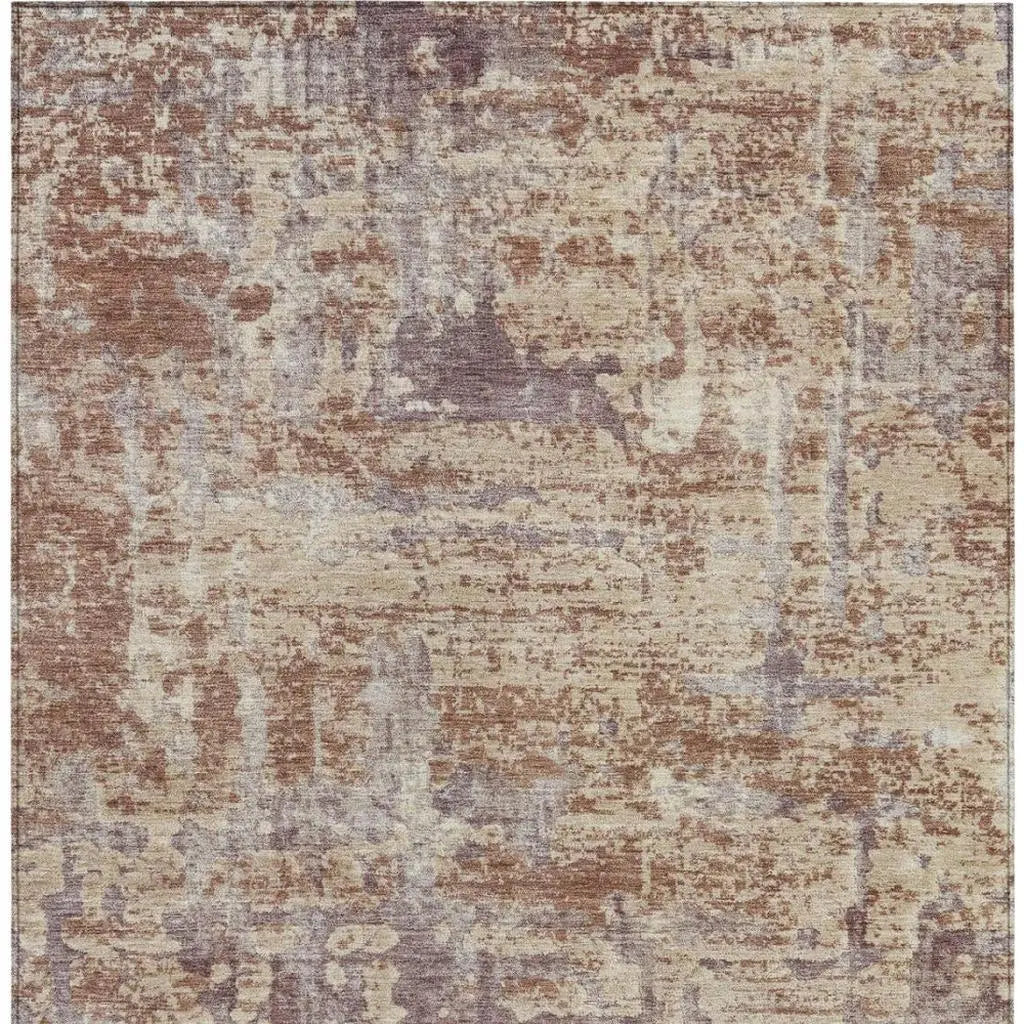 5' X 8' Orange And Beige Abstract Washable Indoor Outdoor Area Rug Homeroots Outdoor