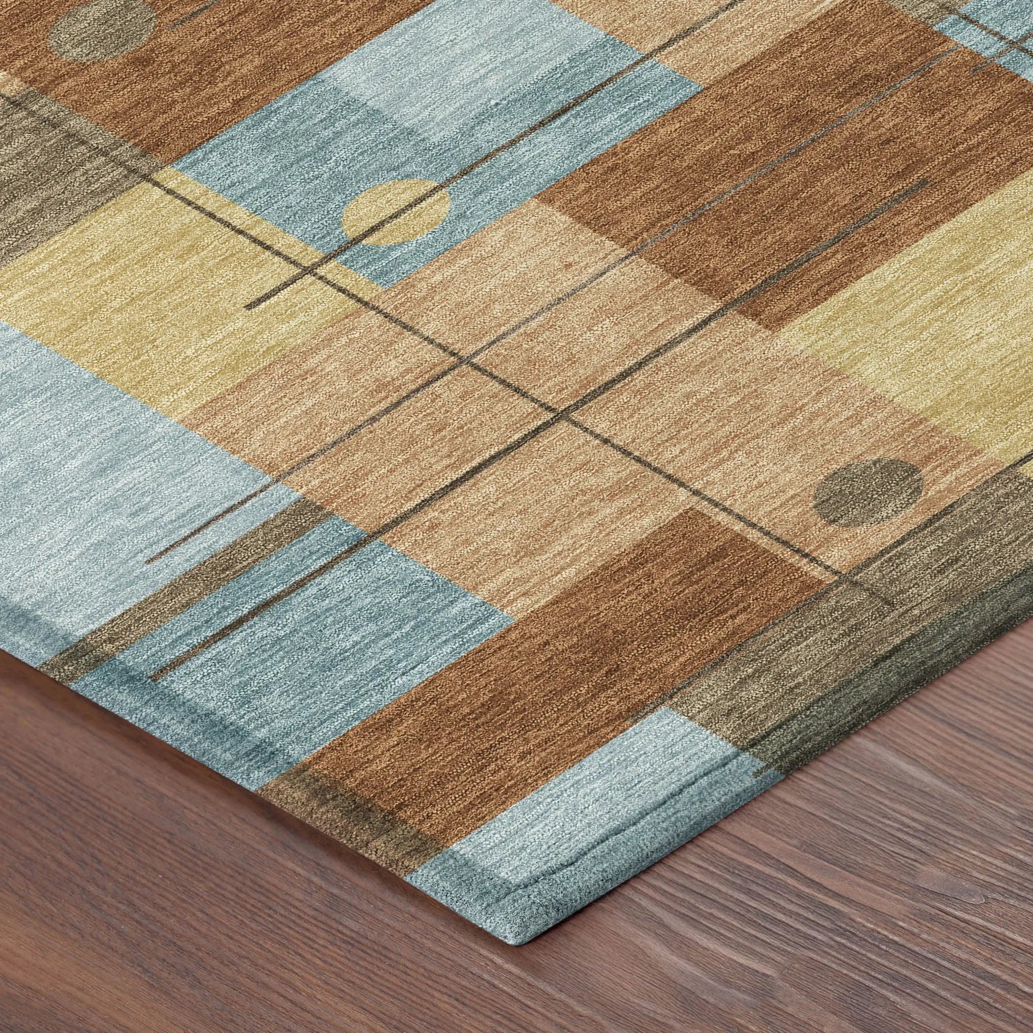 5' X 8' Orange And Beige Geometric Washable Indoor Outdoor Area Rug Homeroots Outdoor