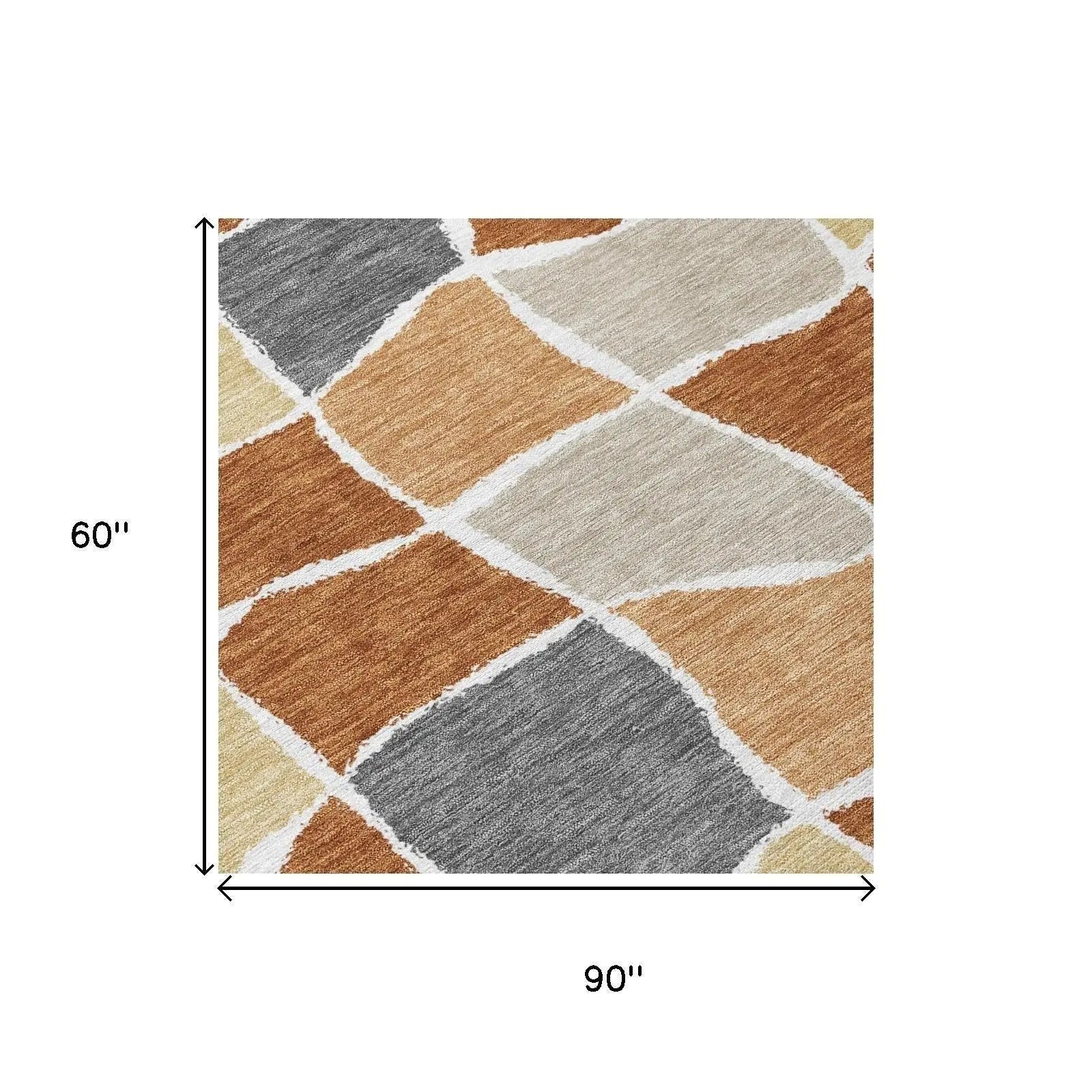 5' X 8' Orange And Beige Geometric Washable Indoor Outdoor Area Rug Homeroots Outdoor