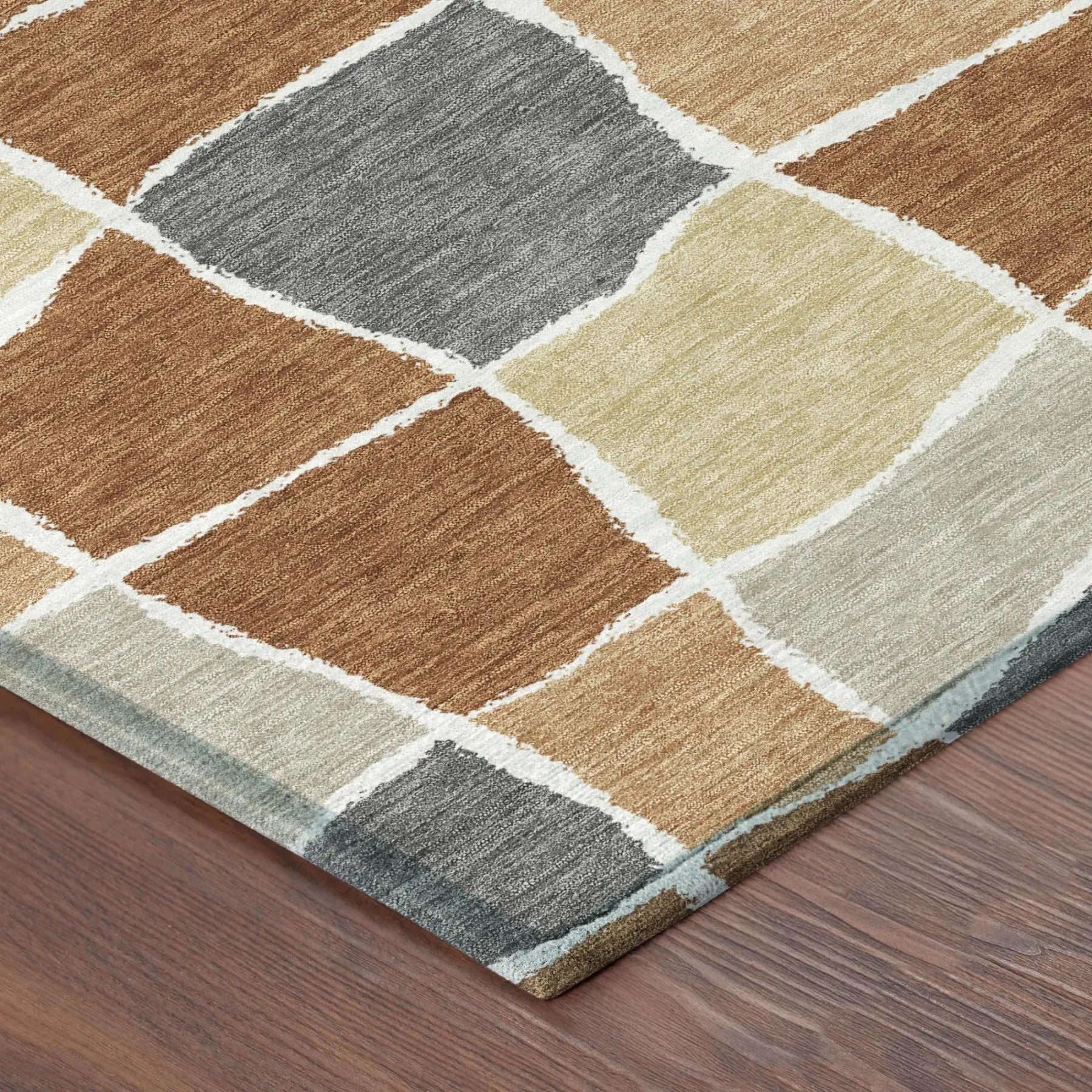 5' X 8' Orange And Beige Geometric Washable Indoor Outdoor Area Rug Homeroots Outdoor
