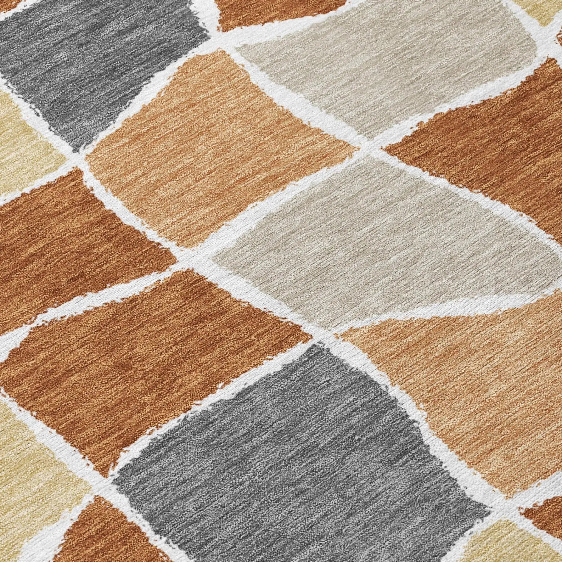 5' X 8' Orange And Beige Geometric Washable Indoor Outdoor Area Rug Homeroots Outdoor