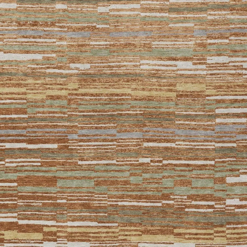 5' X 8' Orange And Beige Striped Washable Indoor Outdoor Area Rug Homeroots Outdoor