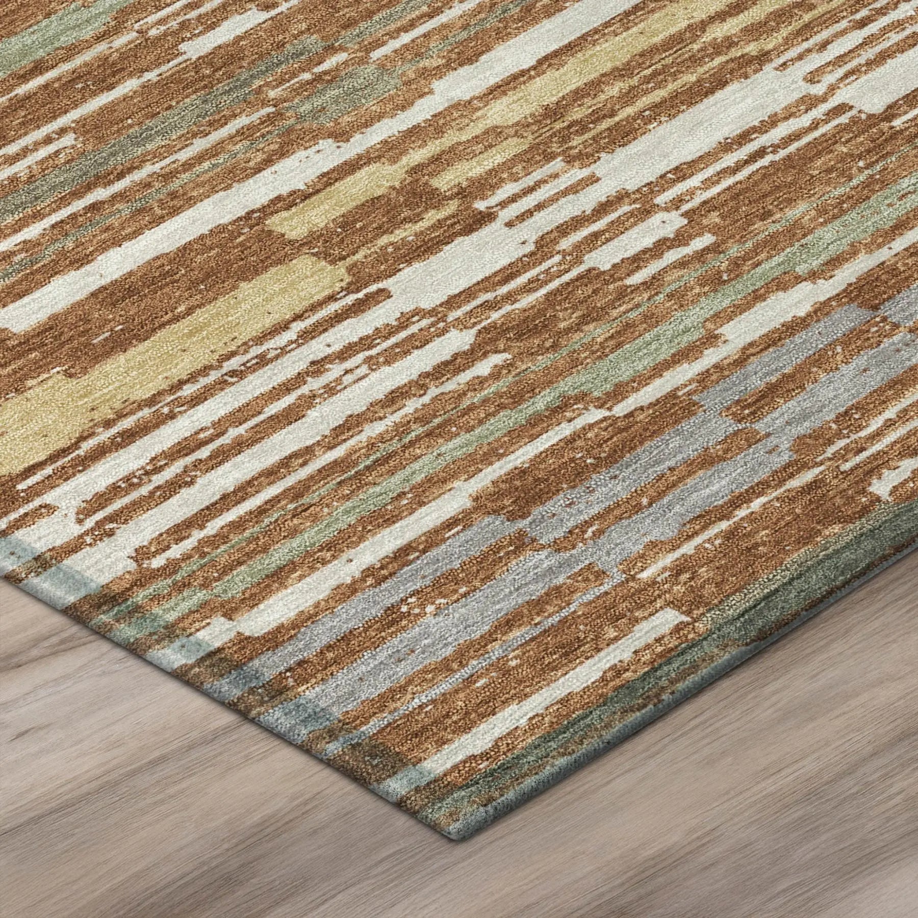 5' X 8' Orange And Beige Striped Washable Indoor Outdoor Area Rug Homeroots Outdoor