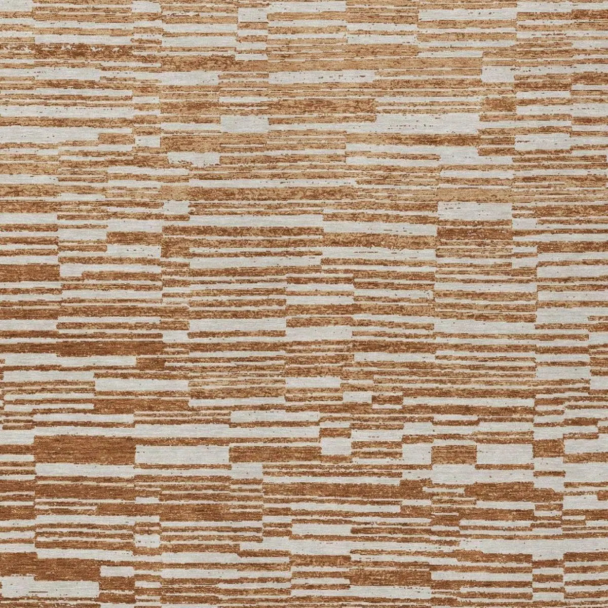5' X 8' Orange And Beige Striped Washable Indoor Outdoor Area Rug Homeroots Outdoor