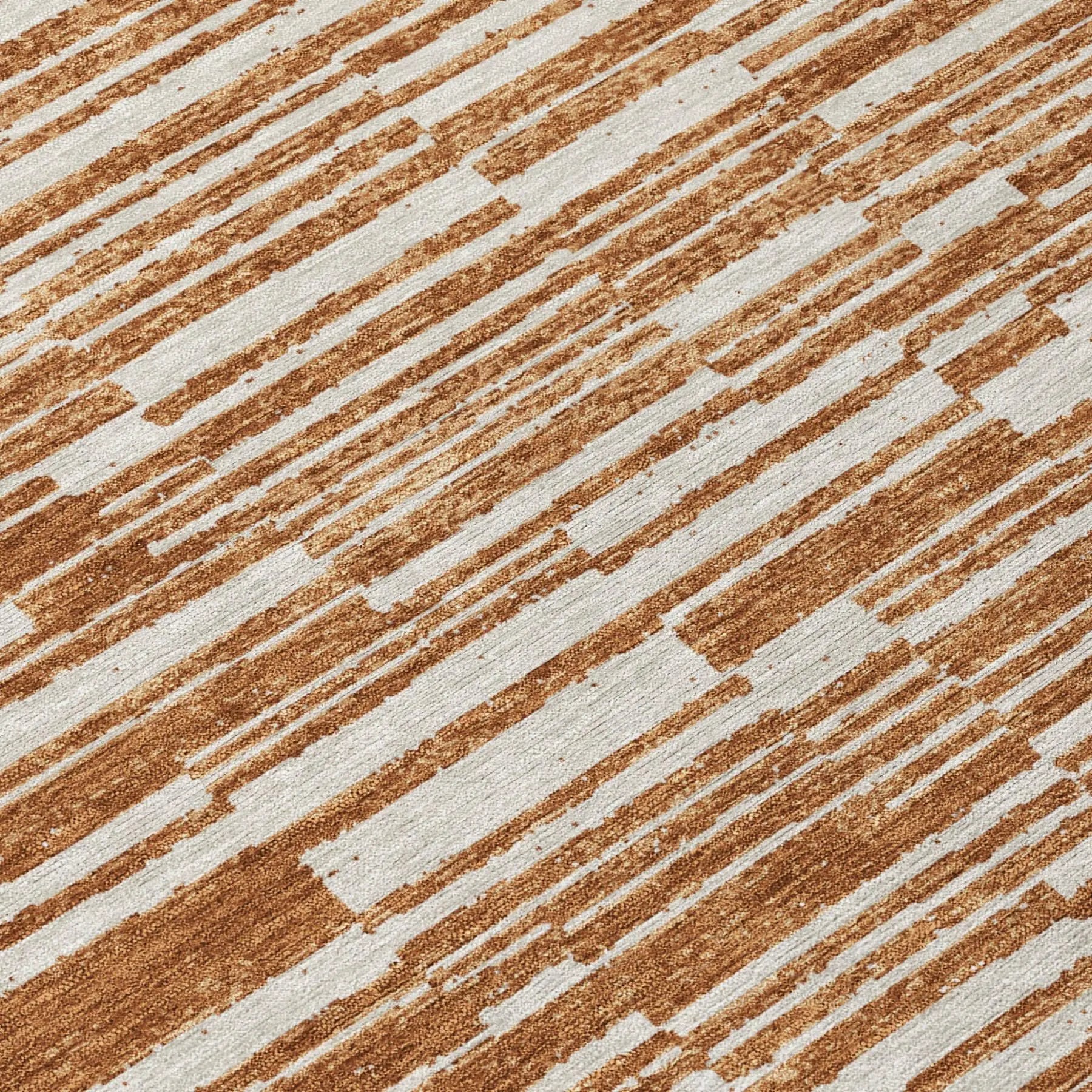 5' X 8' Orange And Beige Striped Washable Indoor Outdoor Area Rug Homeroots Outdoor