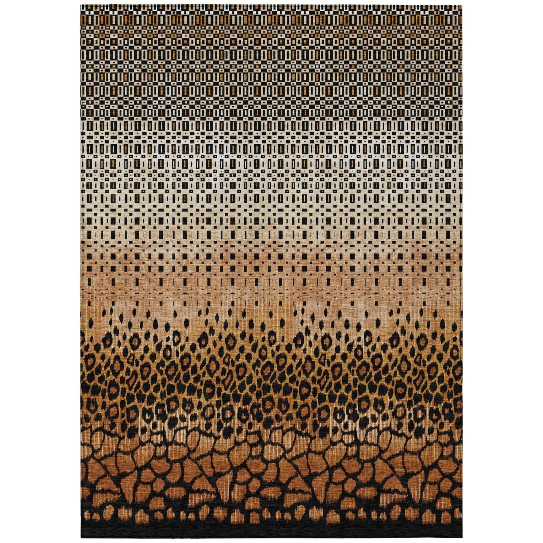 5' X 8' Orange And Black Geometric Washable Indoor Outdoor Area Rug Homeroots Outdoor