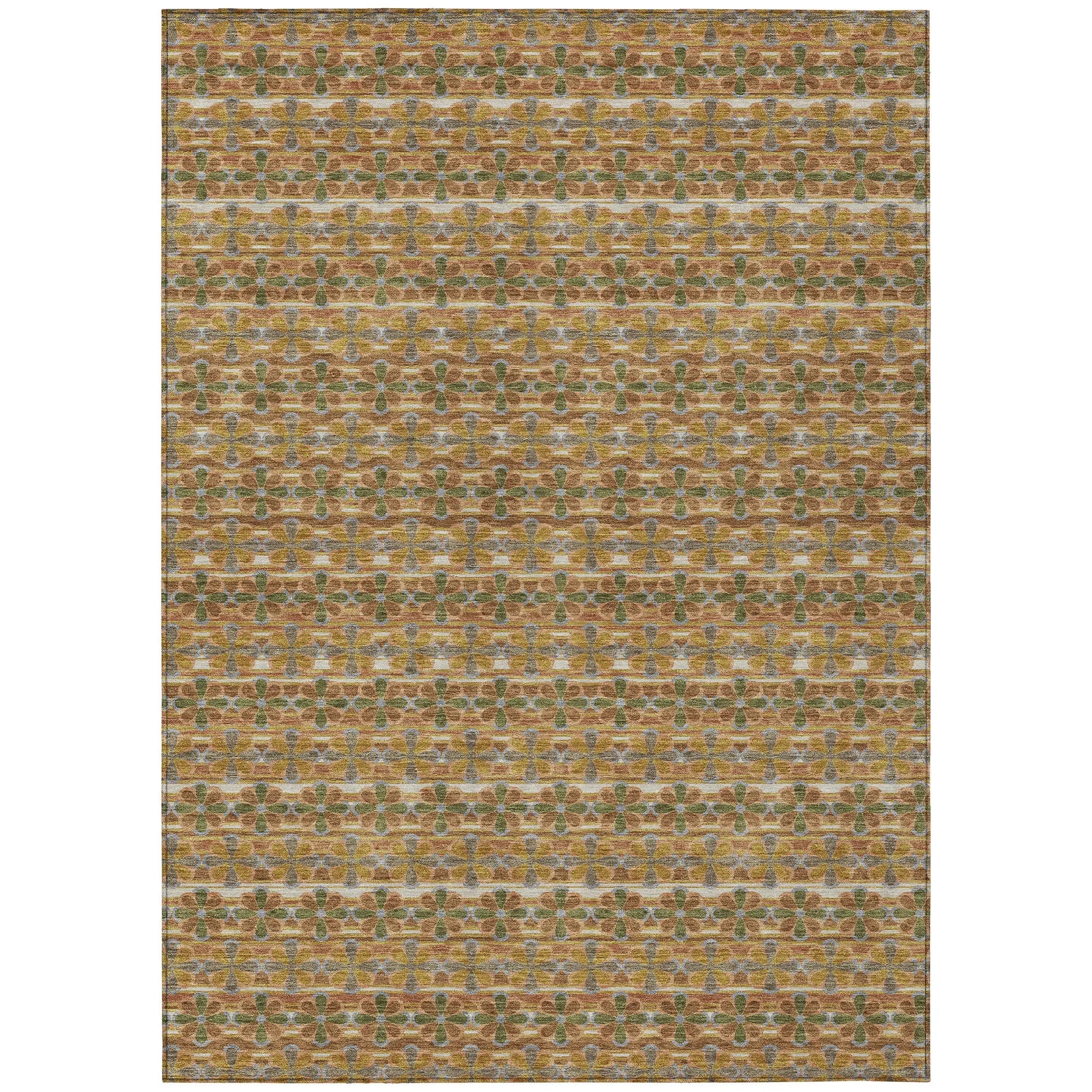 5' X 8' Orange And Blue Striped Washable Indoor Outdoor Area Rug Homeroots Outdoor