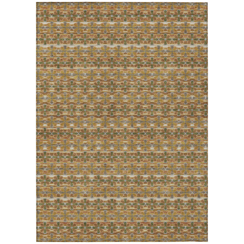 5' X 8' Orange And Blue Striped Washable Indoor Outdoor Area Rug Homeroots Outdoor