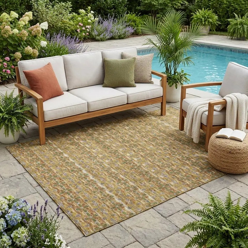 5' X 8' Orange And Blue Striped Washable Indoor Outdoor Area Rug Homeroots Outdoor