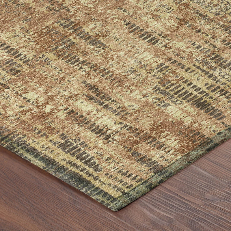 5' X 8' Orange And Brown Abstract Washable Indoor Outdoor Area Rug Homeroots Outdoor