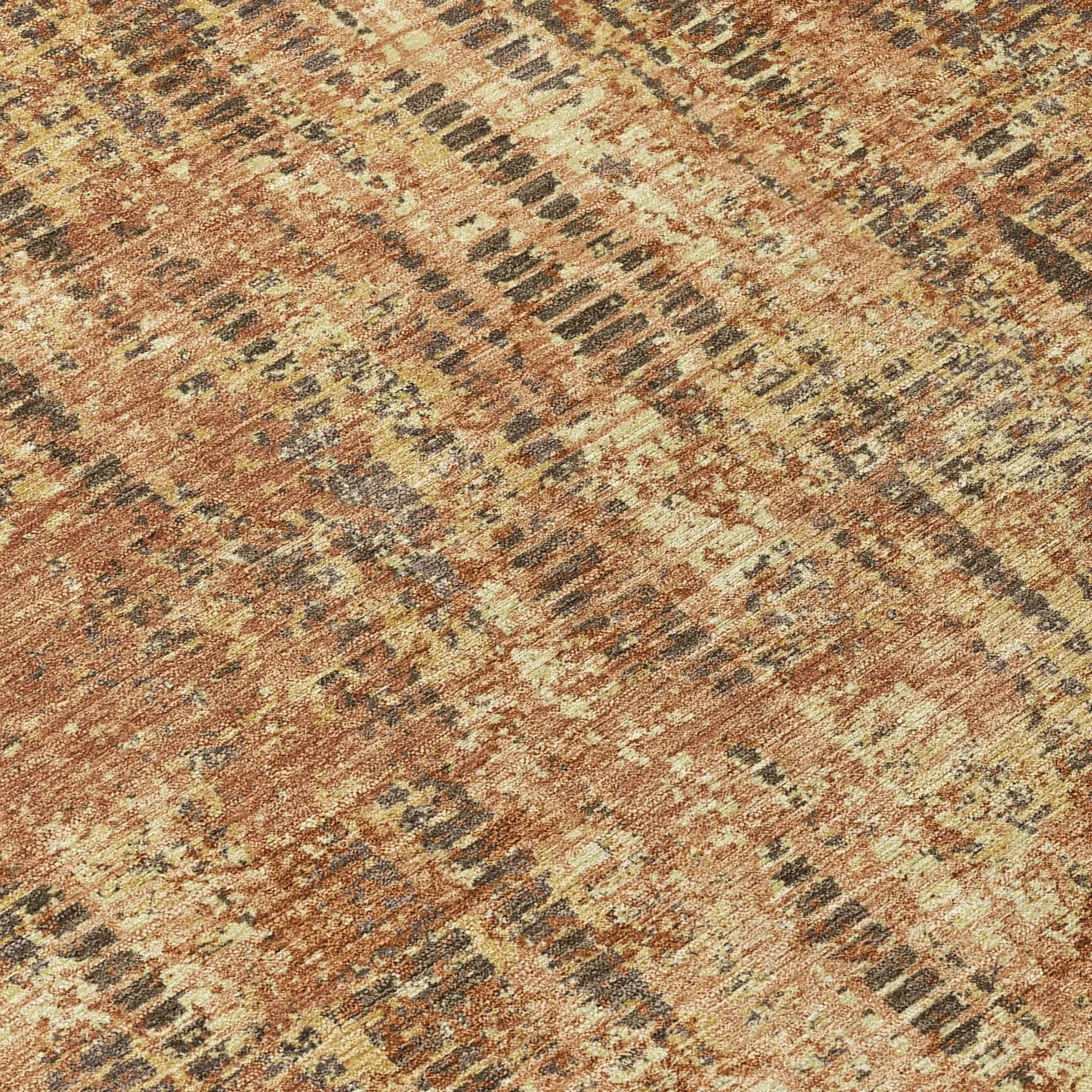 5' X 8' Orange And Brown Abstract Washable Indoor Outdoor Area Rug Homeroots Outdoor