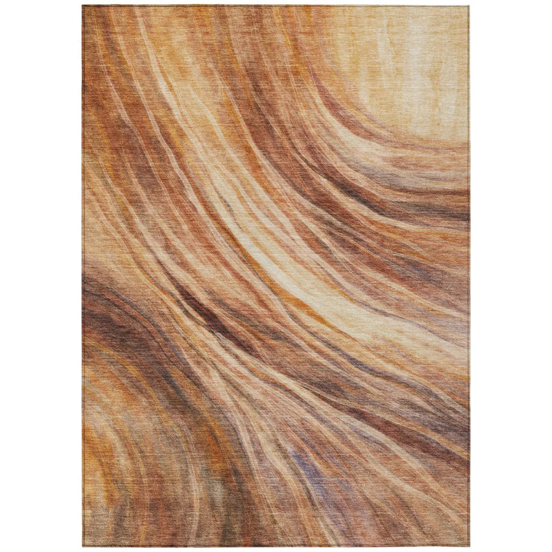 5' X 8' Orange And Brown Abstract Washable Indoor Outdoor Area Rug Homeroots Outdoor