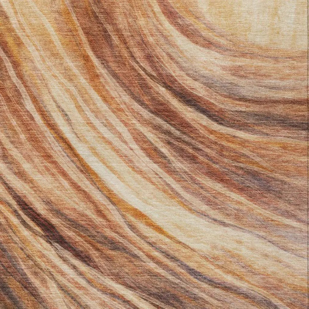 5' X 8' Orange And Brown Abstract Washable Indoor Outdoor Area Rug Homeroots Outdoor