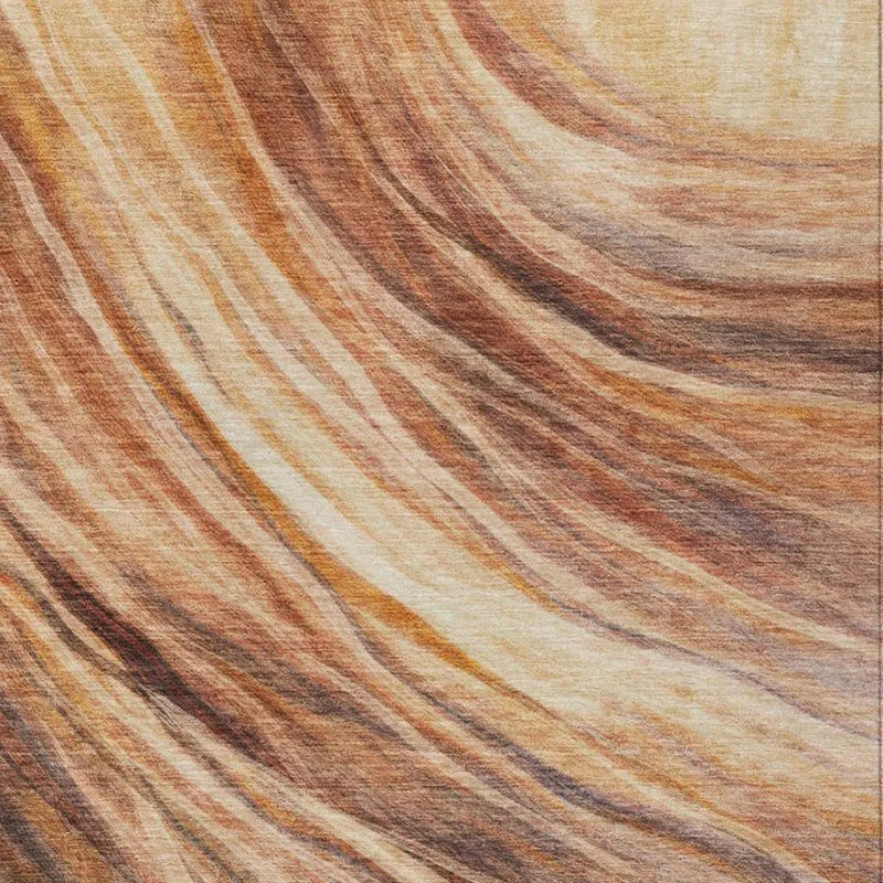 5' X 8' Orange And Brown Abstract Washable Indoor Outdoor Area Rug Homeroots Outdoor