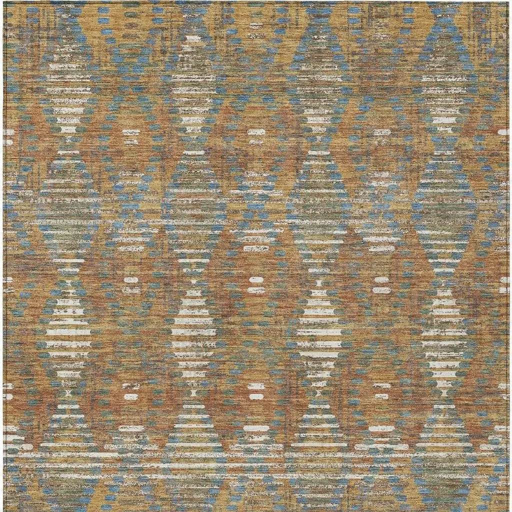 5' X 8' Orange And Brown Floral Medallion Washable Indoor Outdoor Area Rug Homeroots Outdoor