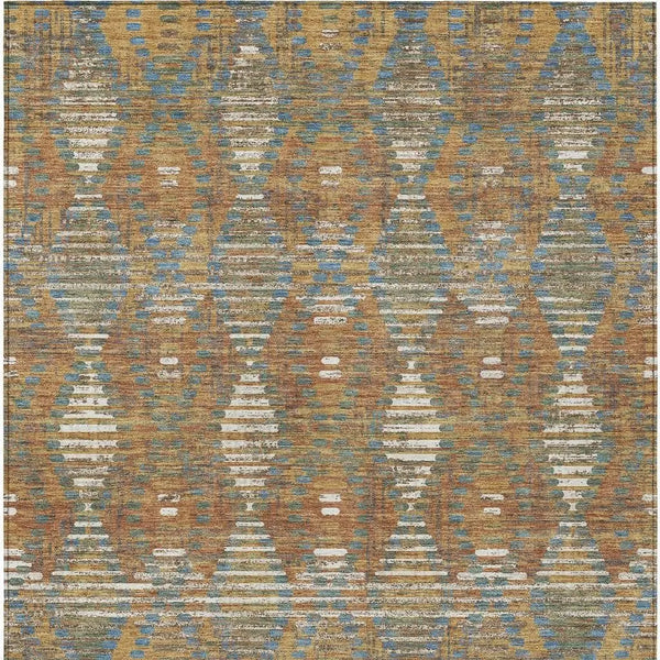 5' X 8' Orange And Brown Floral Medallion Washable Indoor Outdoor Area Rug Homeroots Outdoor