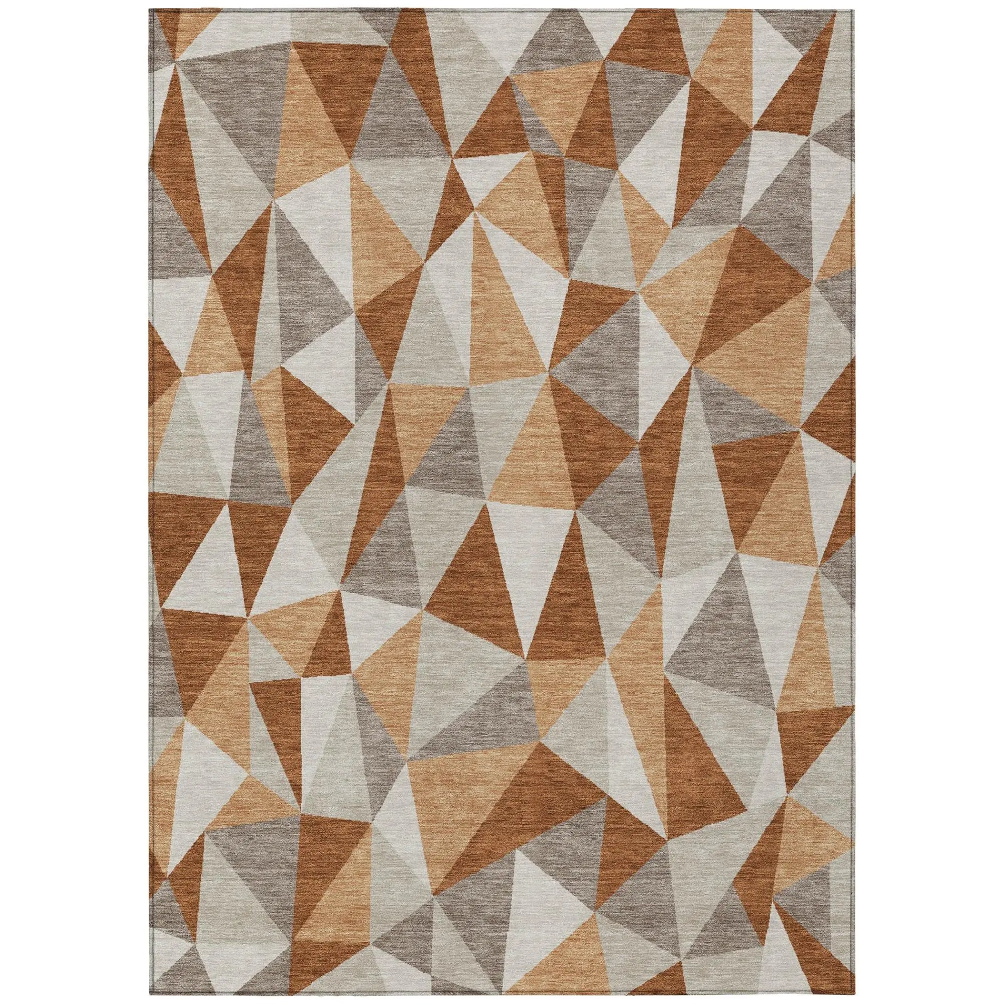 5' X 8' Orange And Brown Geometric Washable Indoor Outdoor Area Rug Homeroots Outdoor