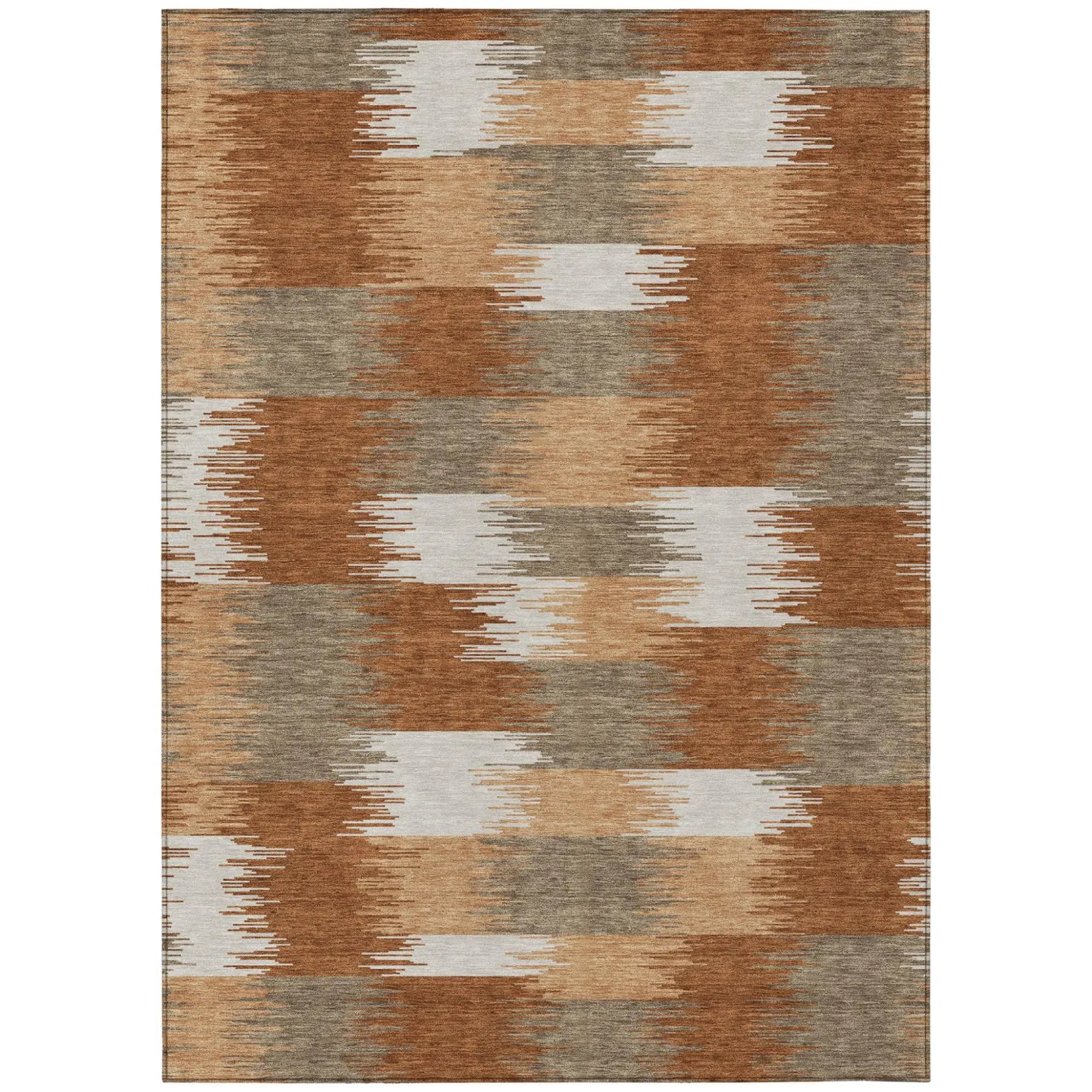 5' X 8' Orange And Brown Geometric Washable Indoor Outdoor Area Rug Homeroots Outdoor