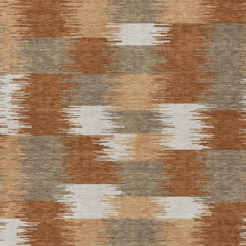 5' X 8' Orange And Brown Geometric Washable Indoor Outdoor Area Rug Homeroots Outdoor