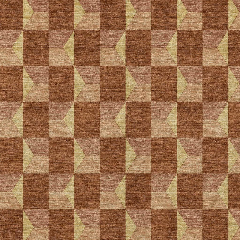 5' X 8' Orange And Brown Geometric Washable Indoor Outdoor Area Rug Homeroots Outdoor