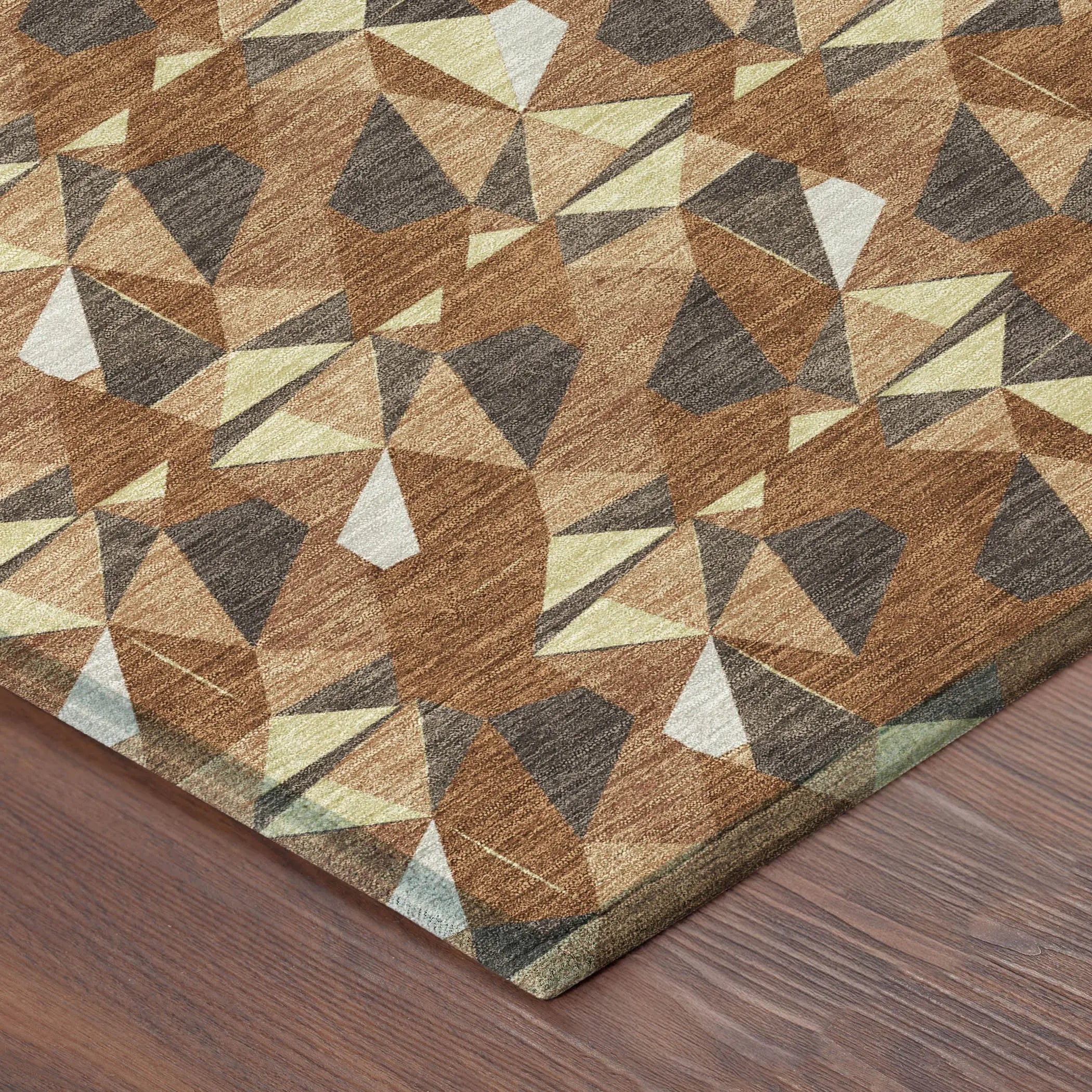 5' X 8' Orange And Brown Geometric Washable Indoor Outdoor Area Rug Homeroots Outdoor