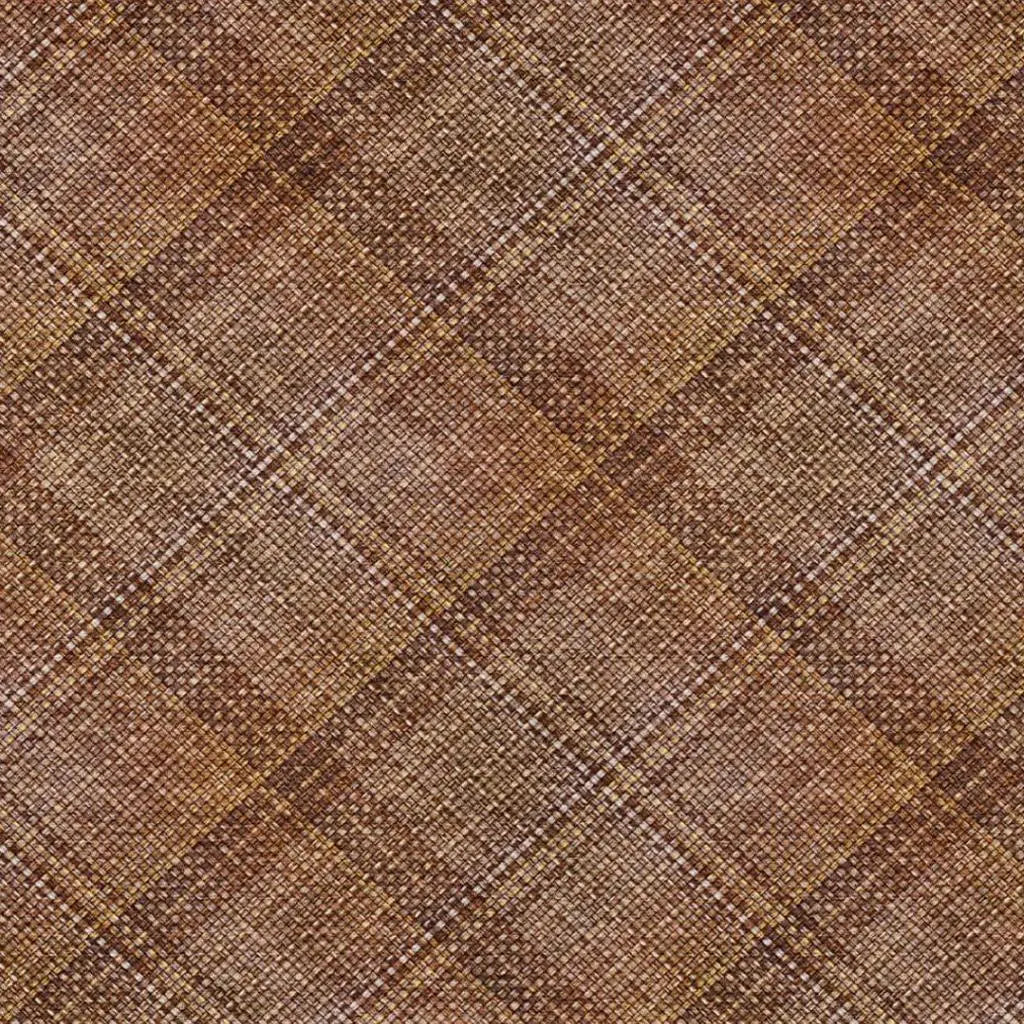 5' X 8' Orange And Brown Plaid Washable Indoor Outdoor Area Rug Homeroots Outdoor