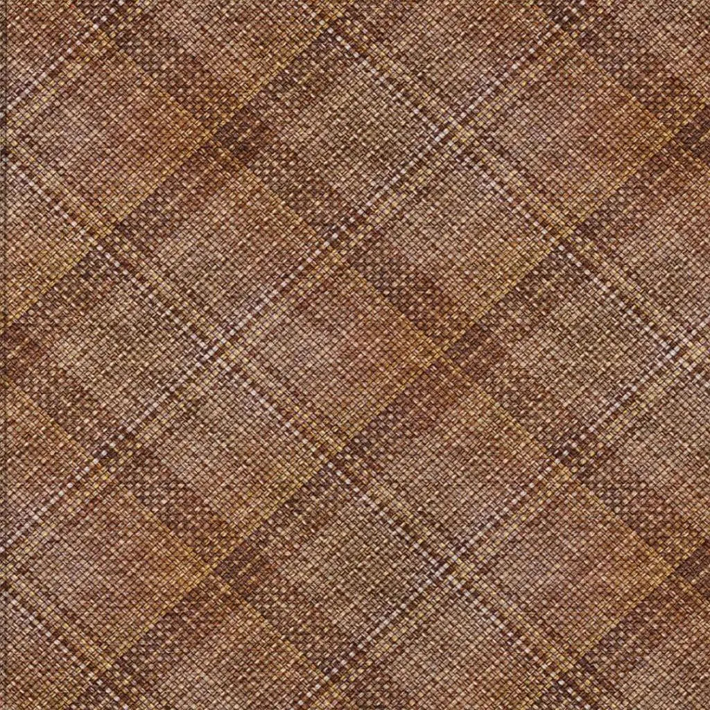 5' X 8' Orange And Brown Plaid Washable Indoor Outdoor Area Rug Homeroots Outdoor