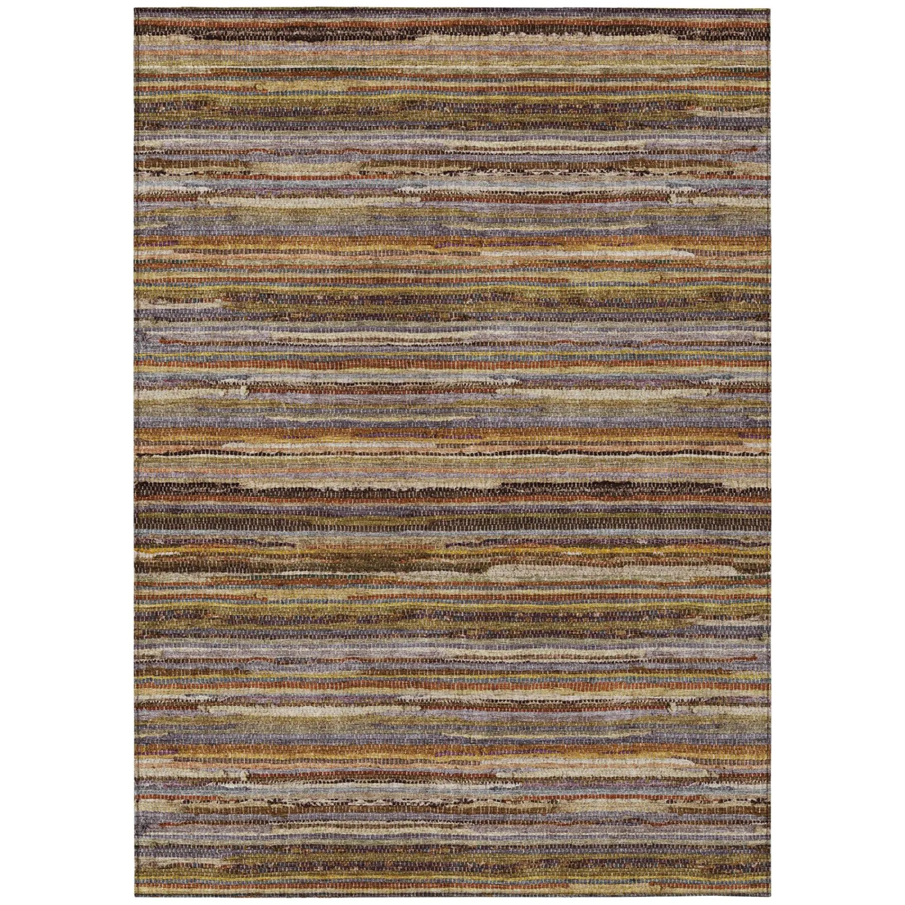 5' X 8' Orange And Brown Striped Washable Indoor Outdoor Area Rug Homeroots Outdoor