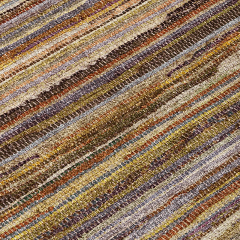 5' X 8' Orange And Brown Striped Washable Indoor Outdoor Area Rug Homeroots Outdoor