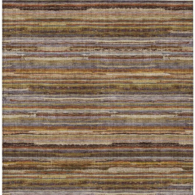 5' X 8' Orange And Brown Striped Washable Indoor Outdoor Area Rug Homeroots Outdoor