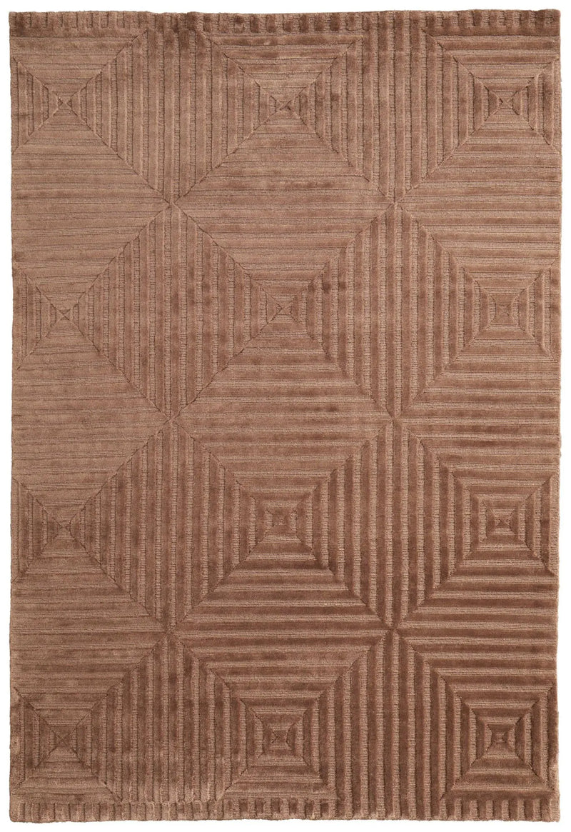 5' X 8' Orange And Brown Wool Geometric Hand Knotted Area Rug Homeroots Home Decor