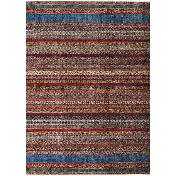 5' X 8' Orange And Burgundy Striped Washable Indoor Outdoor Area Rug Homeroots Outdoor