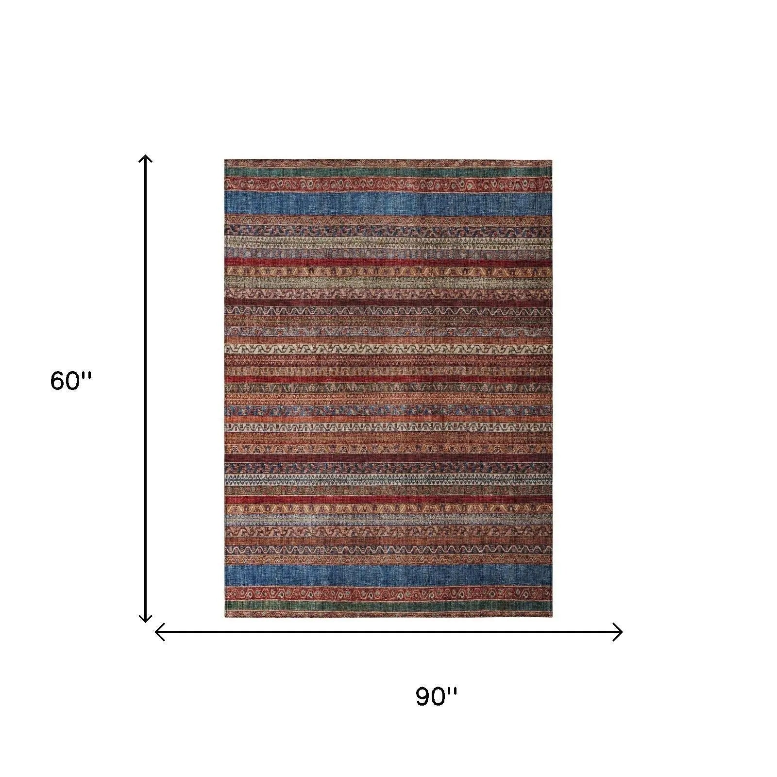 5' X 8' Orange And Burgundy Striped Washable Indoor Outdoor Area Rug Homeroots Outdoor