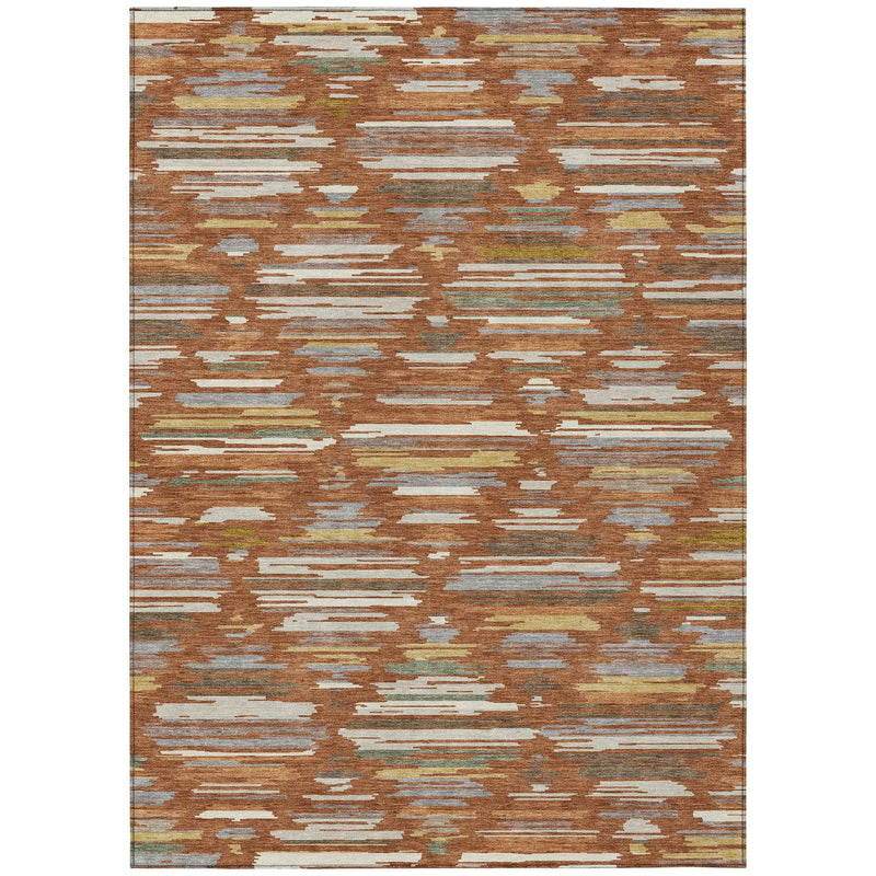 5' X 8' Orange And Charcoal Southwestern Washable Indoor Outdoor Area Rug Homeroots Outdoor