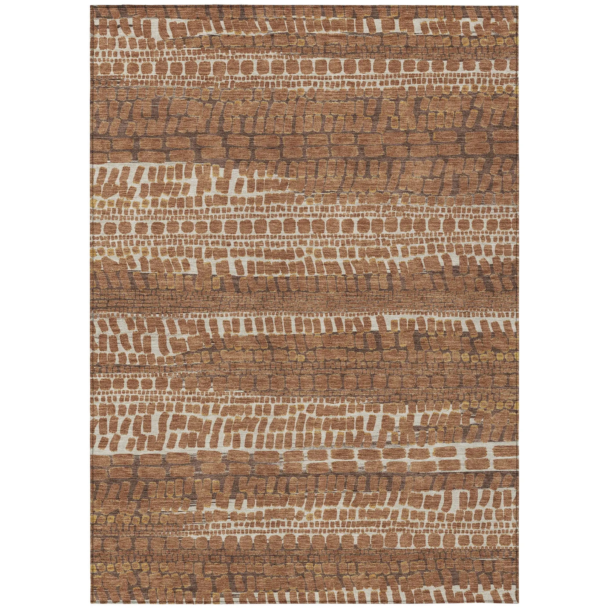 5' X 8' Orange And Chocolate Abstract Washable Indoor Outdoor Area Rug Homeroots Outdoor