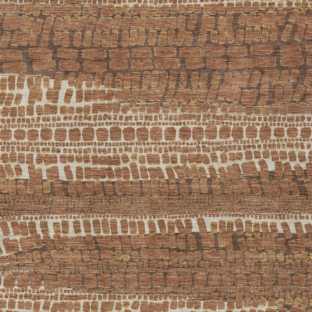 5' X 8' Orange And Chocolate Abstract Washable Indoor Outdoor Area Rug Homeroots Outdoor