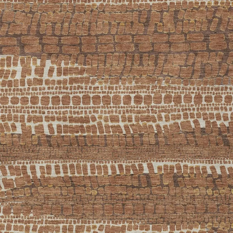 5' X 8' Orange And Chocolate Abstract Washable Indoor Outdoor Area Rug Homeroots Outdoor