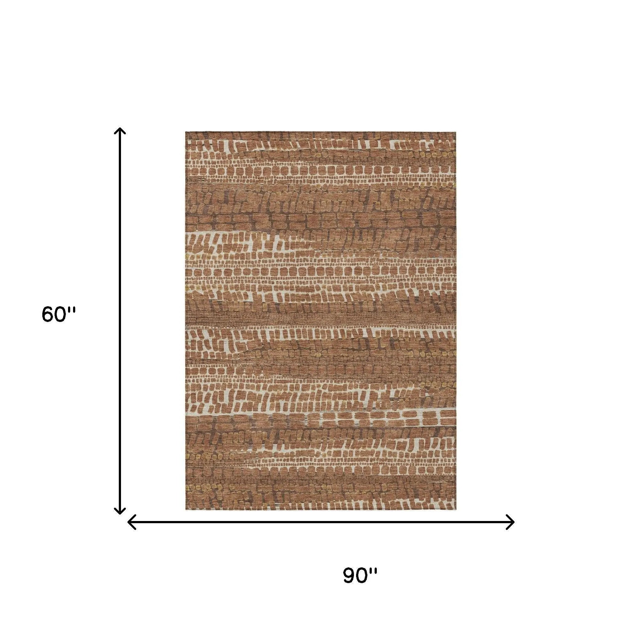 5' X 8' Orange And Chocolate Abstract Washable Indoor Outdoor Area Rug Homeroots Outdoor