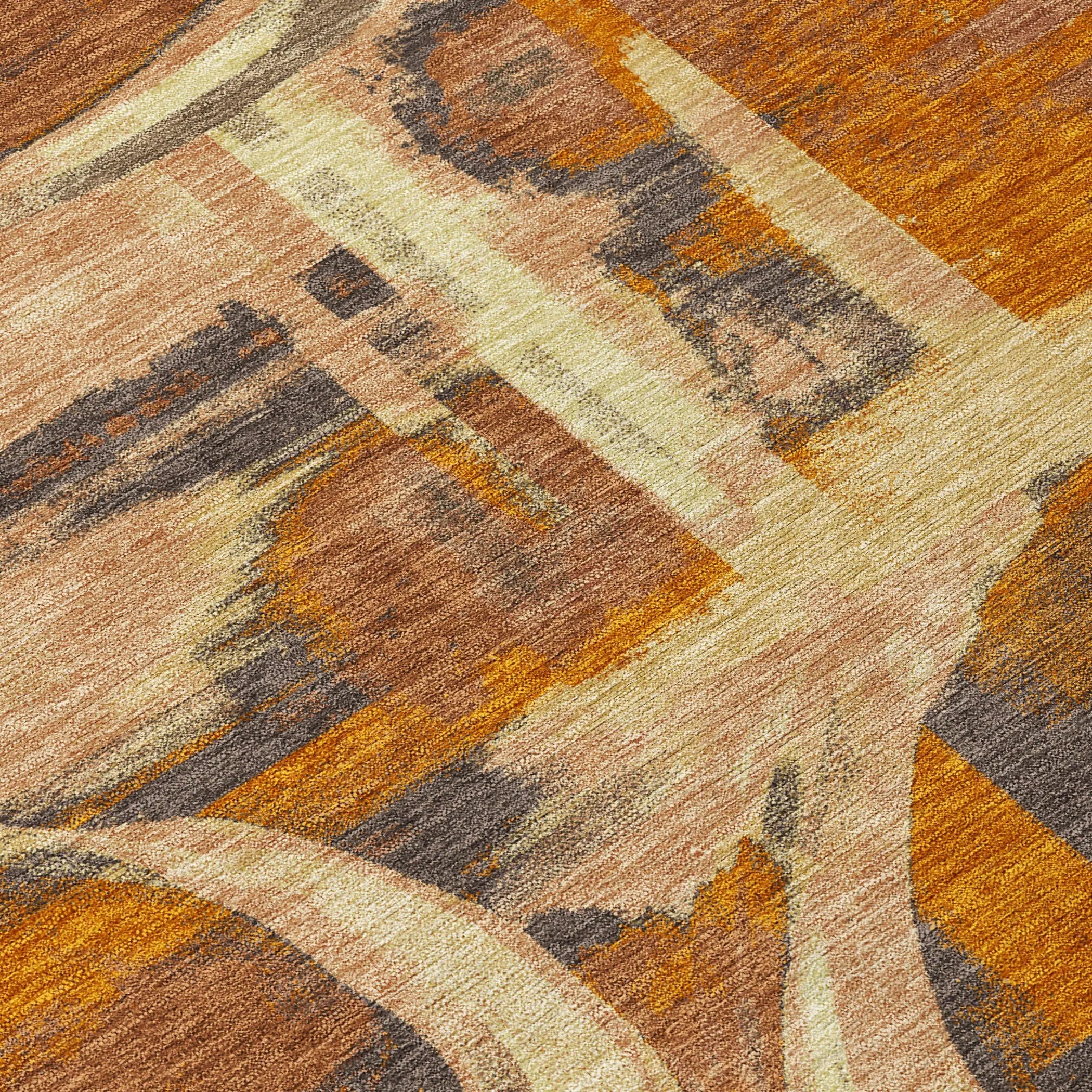 5' X 8' Orange And Copper Abstract Washable Indoor Outdoor Area Rug Homeroots Outdoor