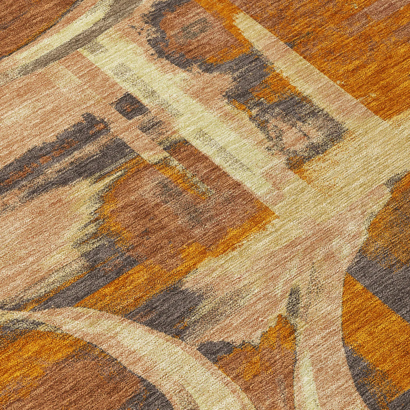 5' X 8' Orange And Copper Abstract Washable Indoor Outdoor Area Rug Homeroots Outdoor