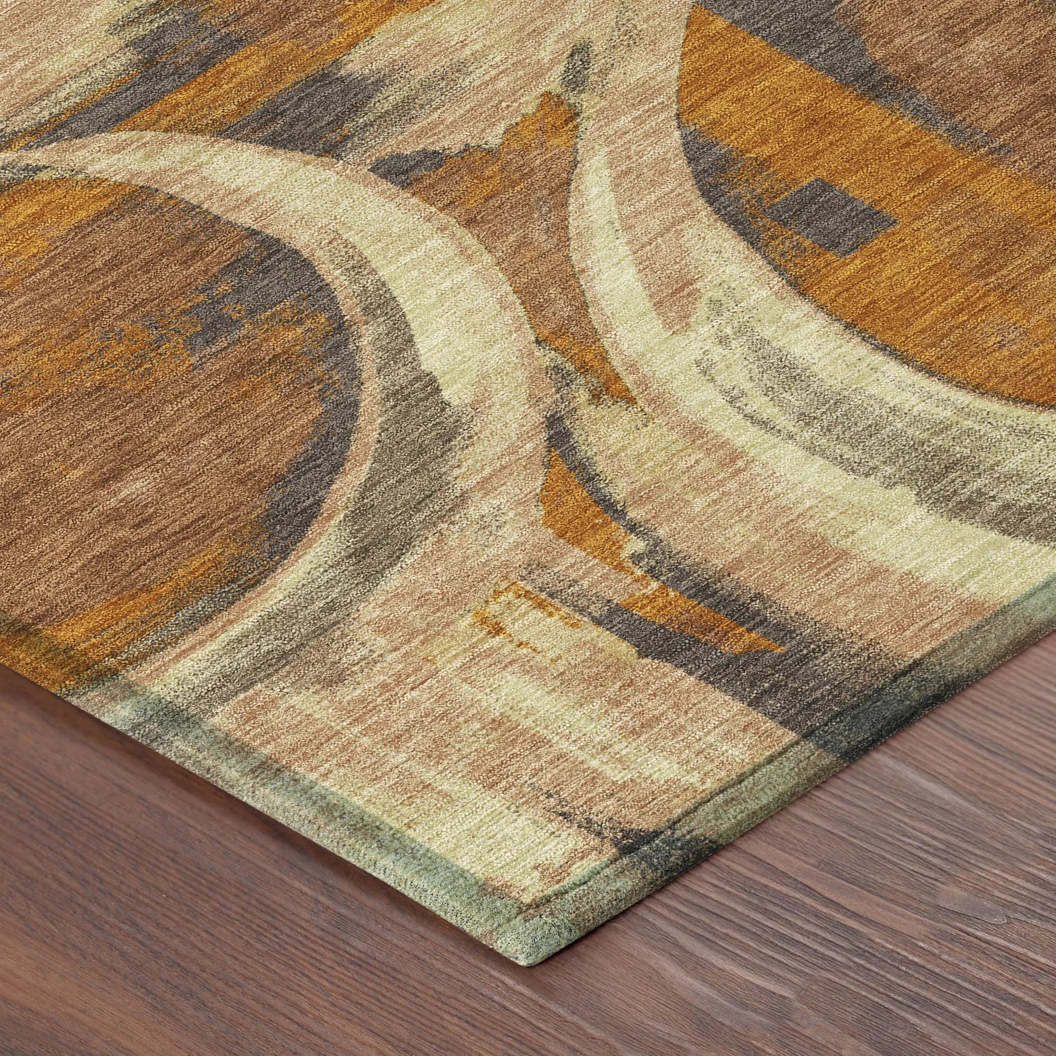 5' X 8' Orange And Copper Abstract Washable Indoor Outdoor Area Rug Homeroots Outdoor