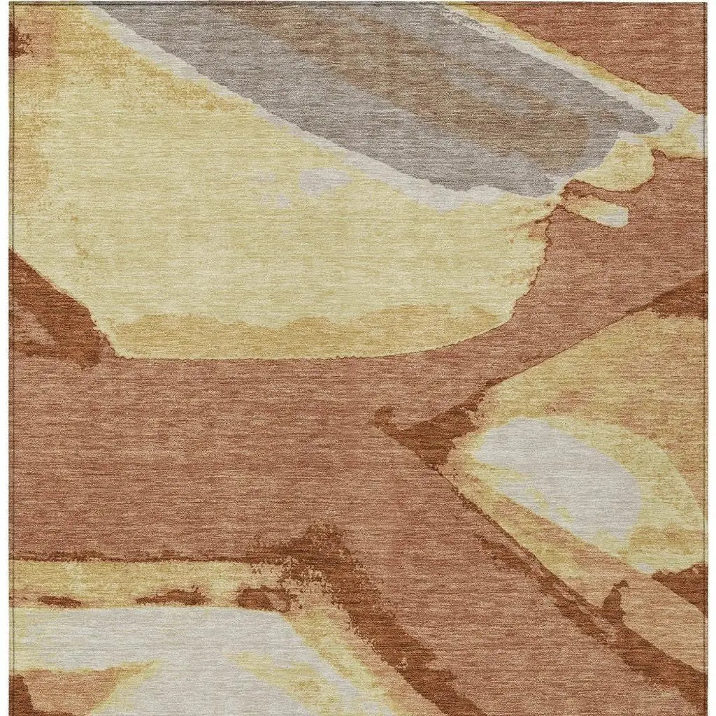 5' X 8' Orange And Copper Abstract Washable Indoor Outdoor Area Rug Homeroots Outdoor