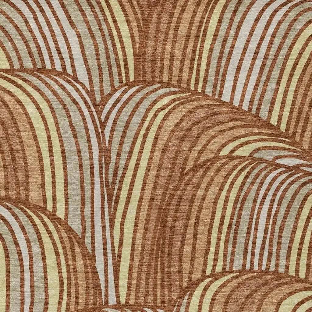 5' X 8' Orange And Copper Abstract Washable Indoor Outdoor Area Rug Homeroots Outdoor