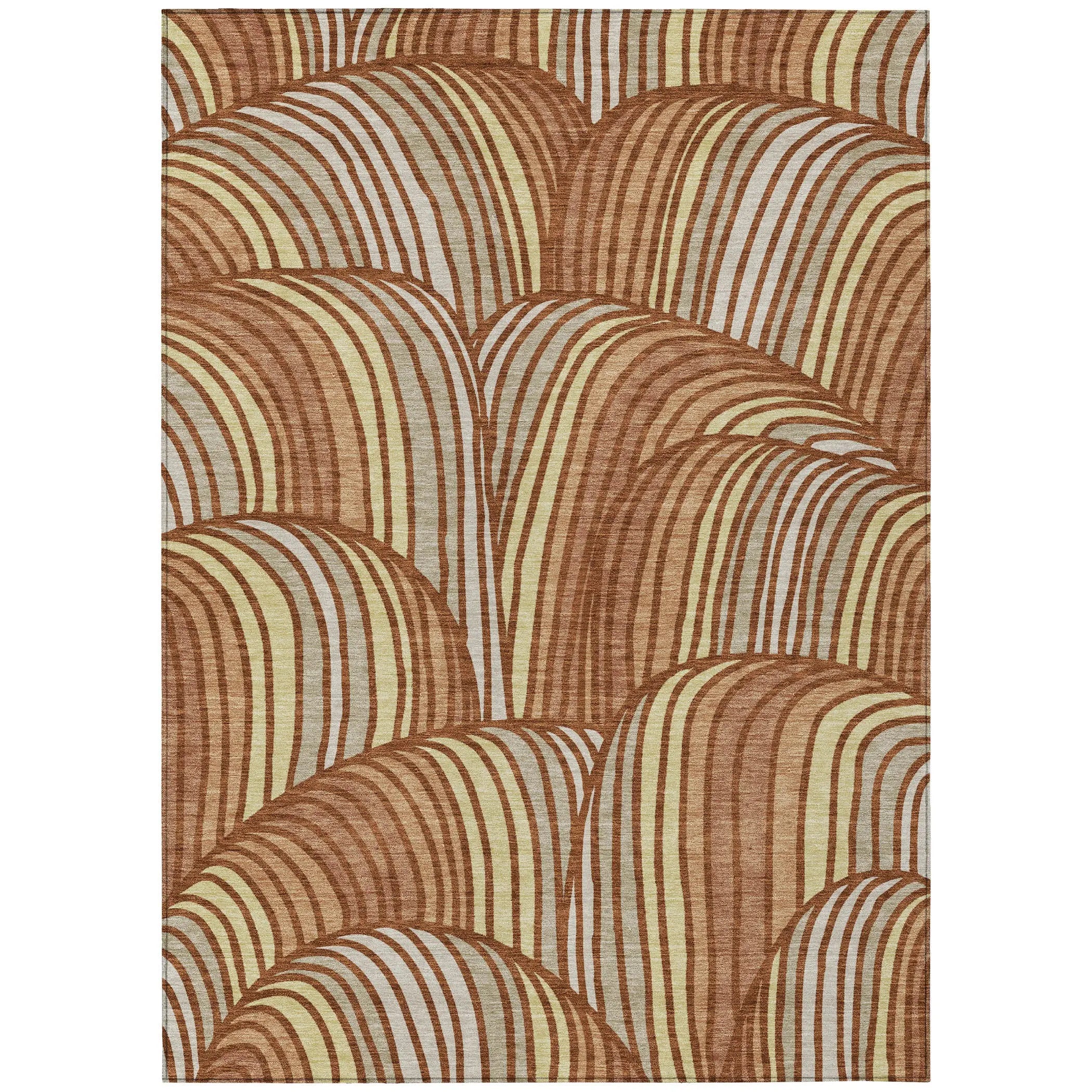 5' X 8' Orange And Copper Abstract Washable Indoor Outdoor Area Rug Homeroots Outdoor