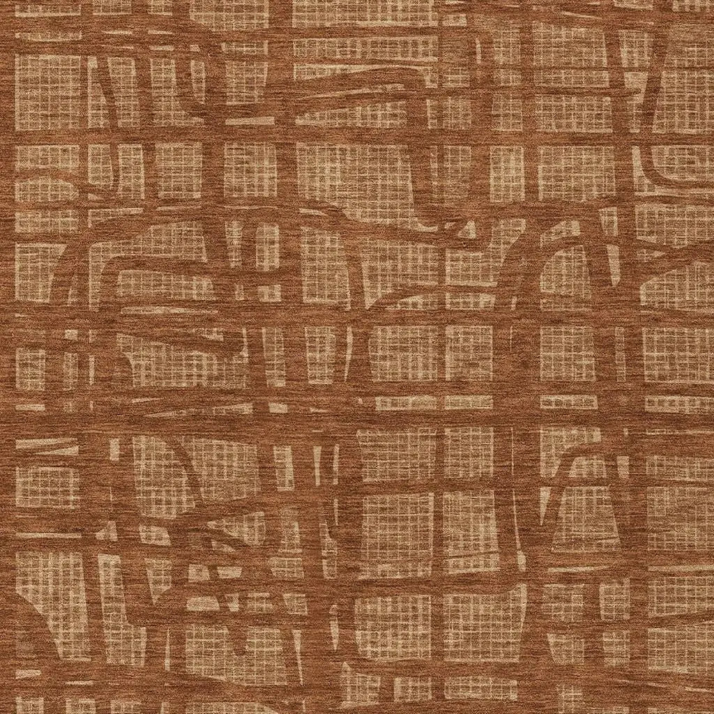 5' X 8' Orange And Copper Abstract Washable Indoor Outdoor Area Rug Homeroots Outdoor