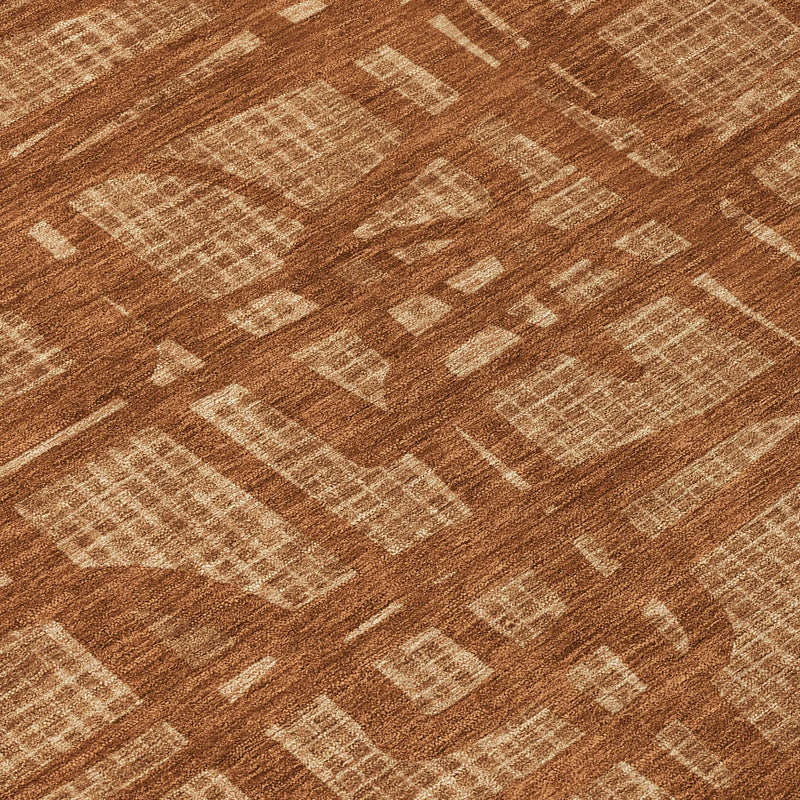 5' X 8' Orange And Copper Abstract Washable Indoor Outdoor Area Rug Homeroots Outdoor