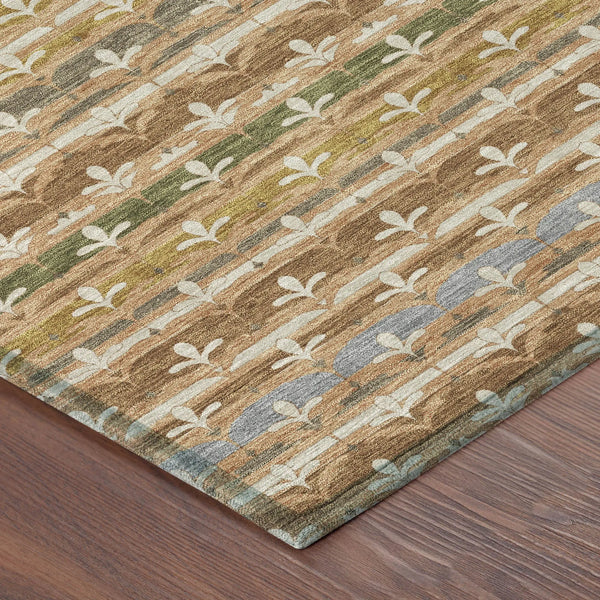 5' X 8' Orange And Copper Damask Washable Indoor Outdoor Area Rug Homeroots Outdoor